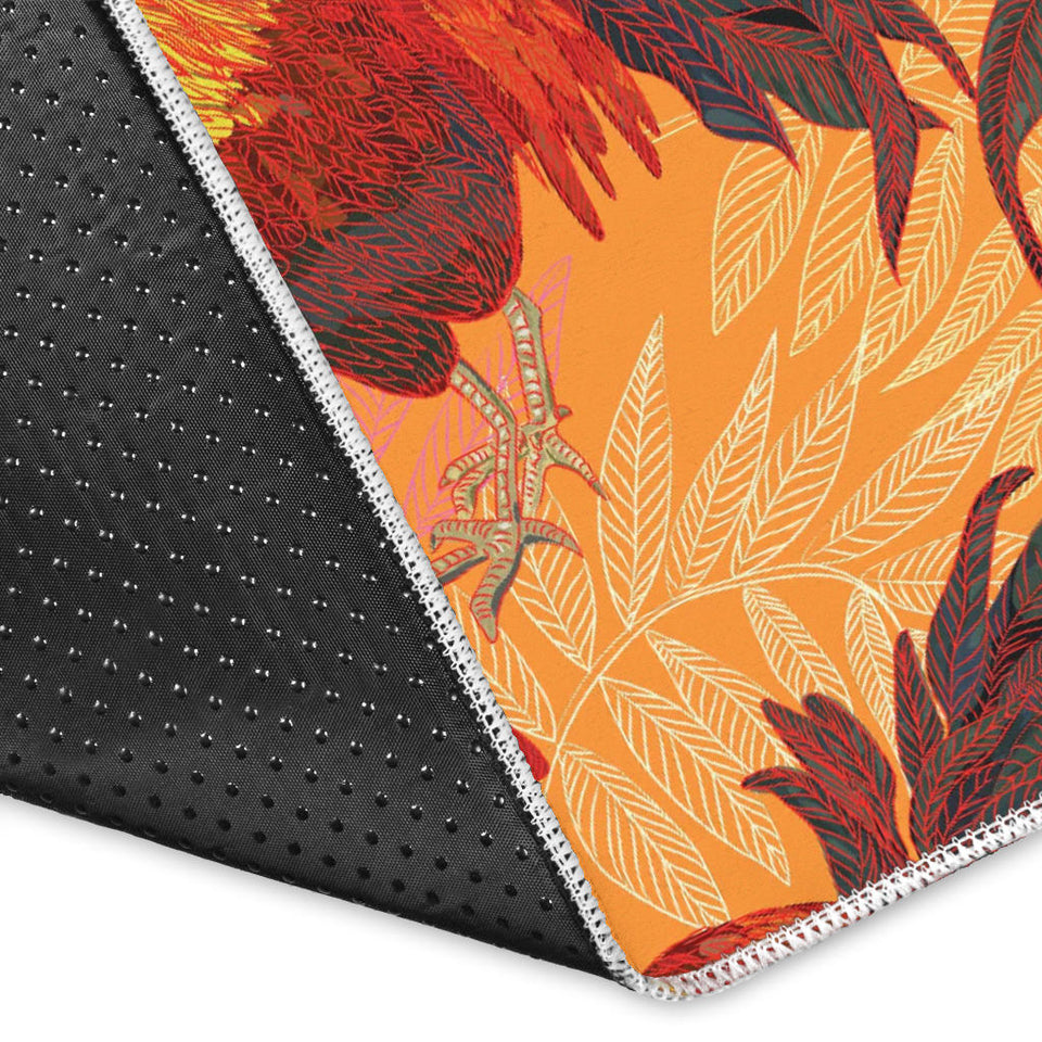 Red Rooster Chicken Cock Pattern Area Rug