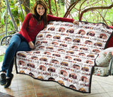 Camper Van Pattern Print Design 01 Premium Quilt