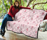 Poodle Dog Pink Color Theme Premium Quilt