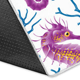 Purple Seahorse Blue Coral Pattern Area Rug