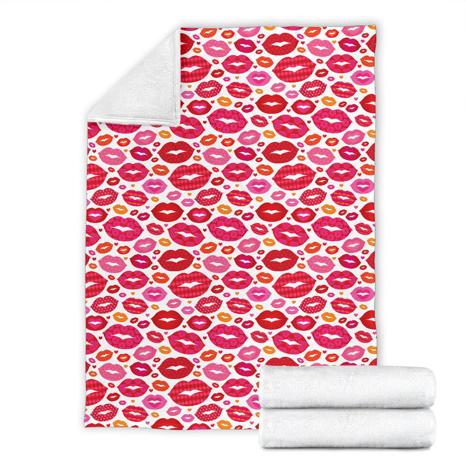 Lips Pattern Print Design 01 Premium Blanket