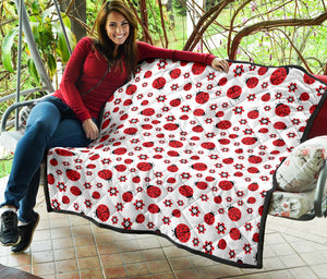 Ladybug Pattern Print Design 04 Premium Quilt