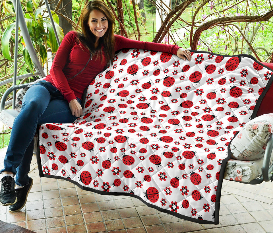 Ladybug Pattern Print Design 04 Premium Quilt