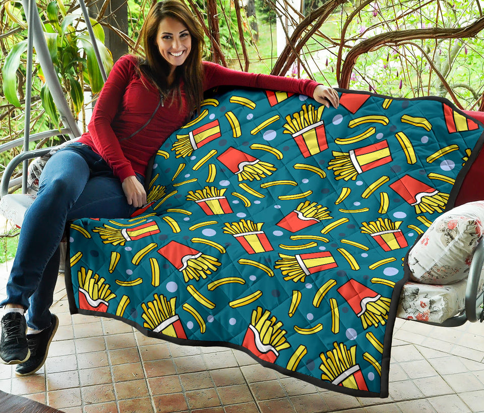 French Fries Red Paper Box Pattern Premium Quilt