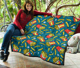 French Fries Red Paper Box Pattern Premium Quilt
