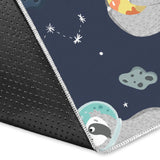 Cute Sloth Astronaut Star Planet Rocket Pattern Area Rug