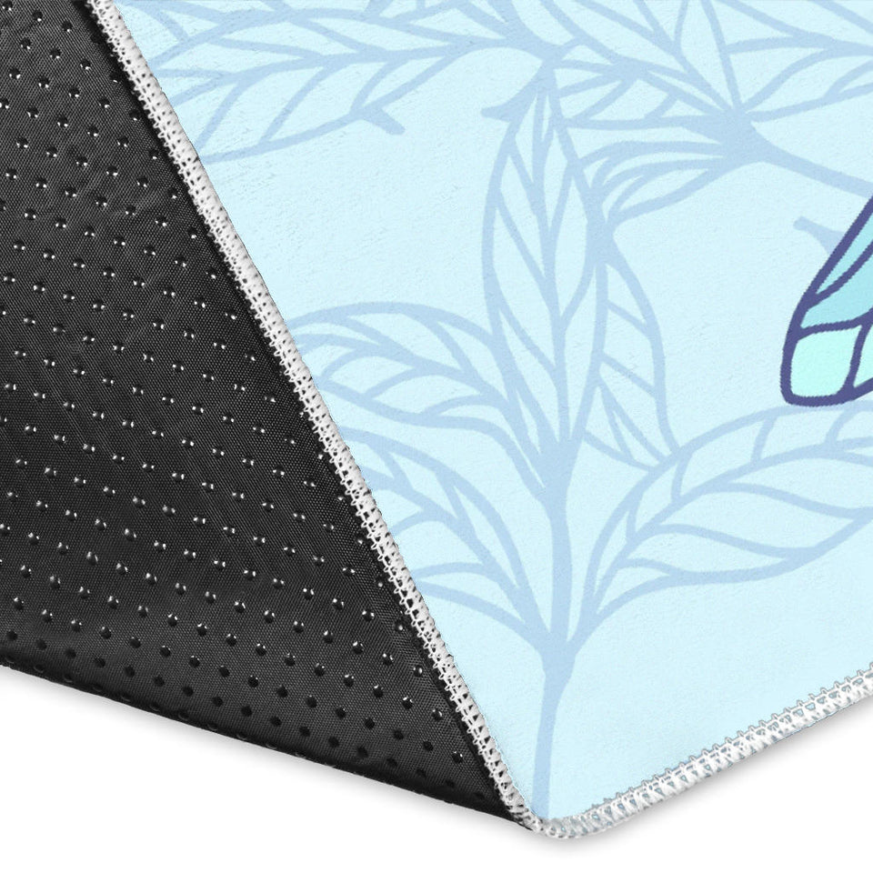 Dragonfly Pattern Blue Background Area Rug