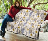 Lavender Modern Pattern Blackground Premium Quilt