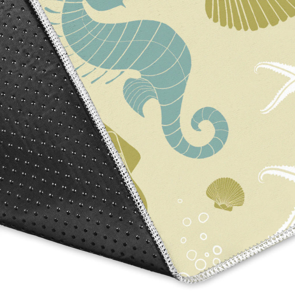 Seahorse Shell Starfish Pattern Background Area Rug