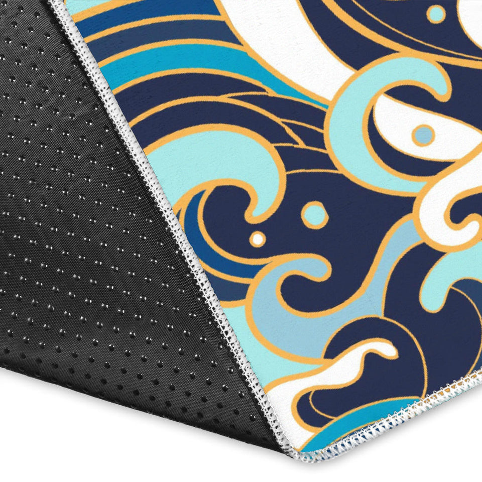 Japanese Wave Pattern Area Rug