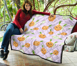 Cute Onions Smiling Faces Purple Background Premium Quilt