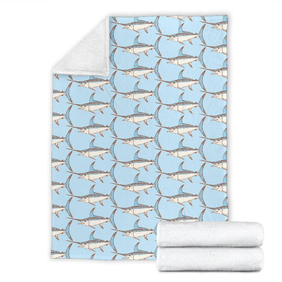 Swordfish Pattern Print Design 01 Premium Blanket