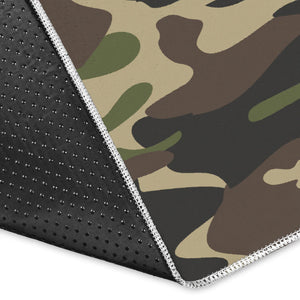 Dark Green Camo Camouflage Pattern Area Rug