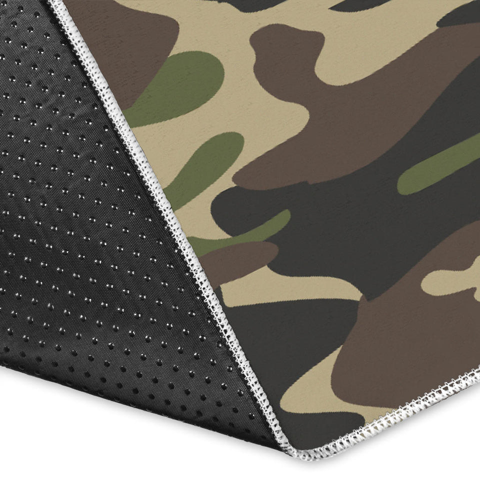 Dark Green Camo Camouflage Pattern Area Rug
