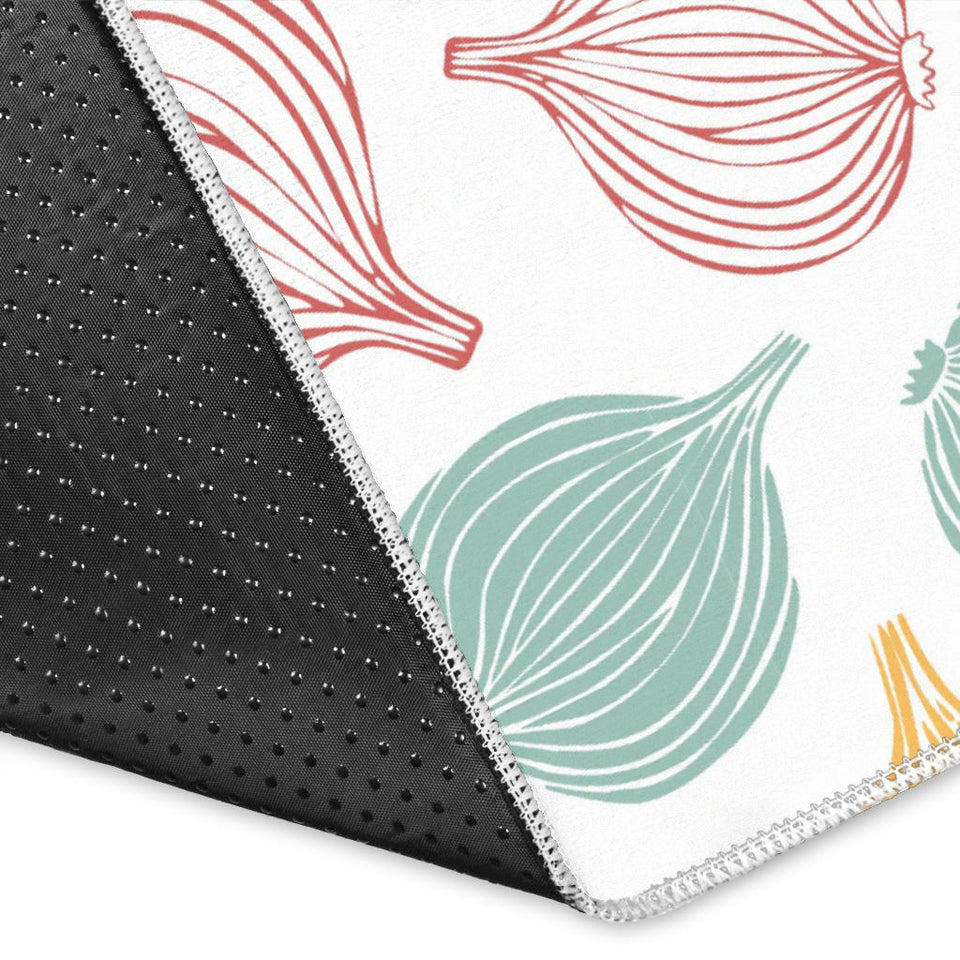 Colorful Onions White Background Area Rug