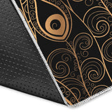 Gold Peacock Feather Pattern Area Rug