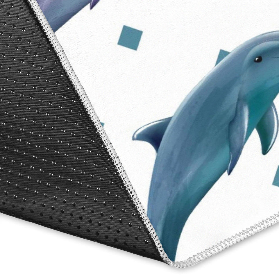 Dolphins Pattern Dotted Background Area Rug