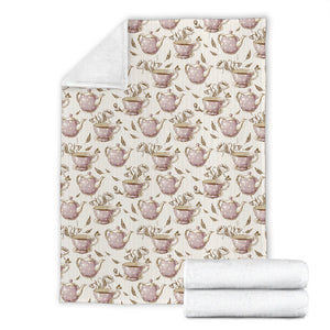 Tea pots Pattern Print Design 03 Premium Blanket