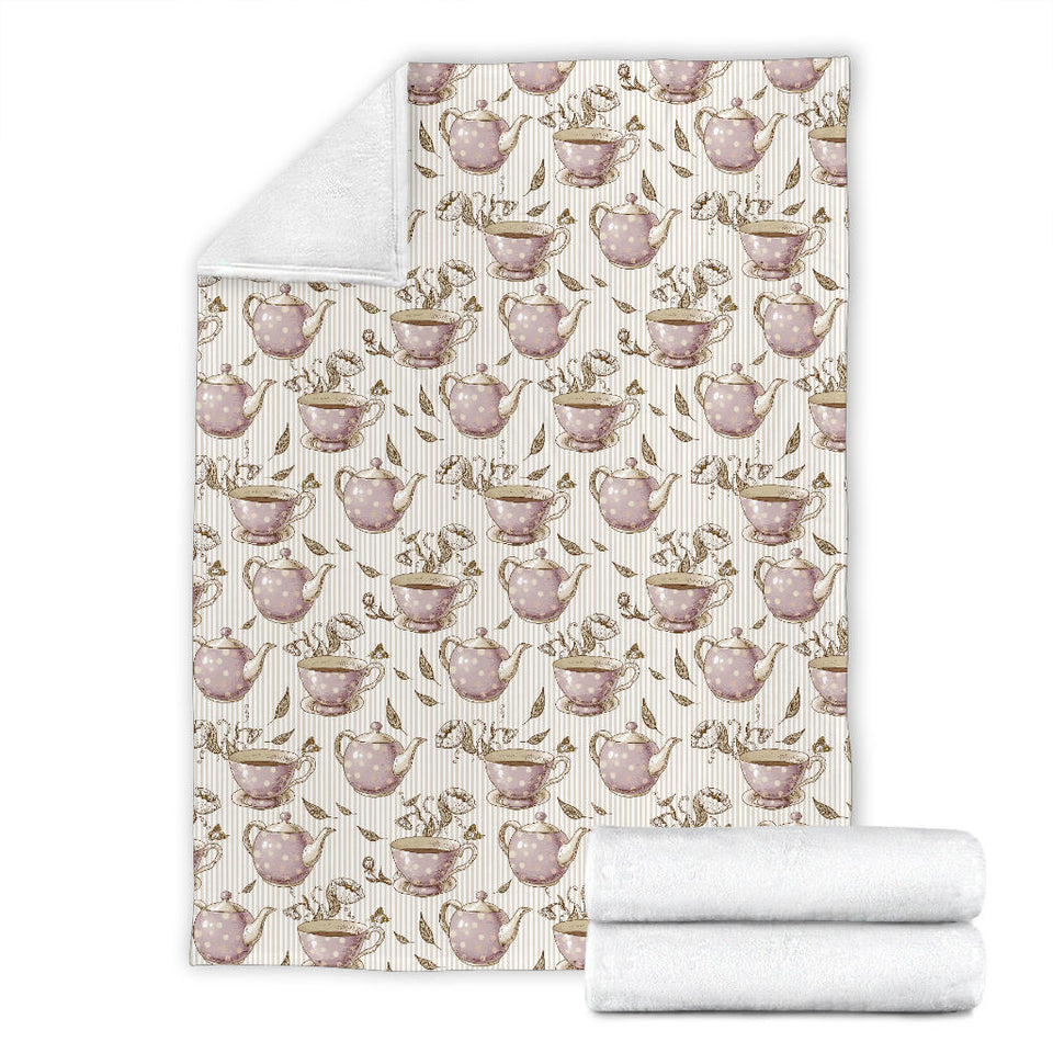 Tea pots Pattern Print Design 03 Premium Blanket