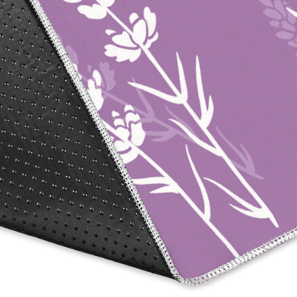 Lavender Flowers Purple Pattern Area Rug