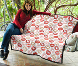 Lips Pattern Print Design 04 Premium Quilt
