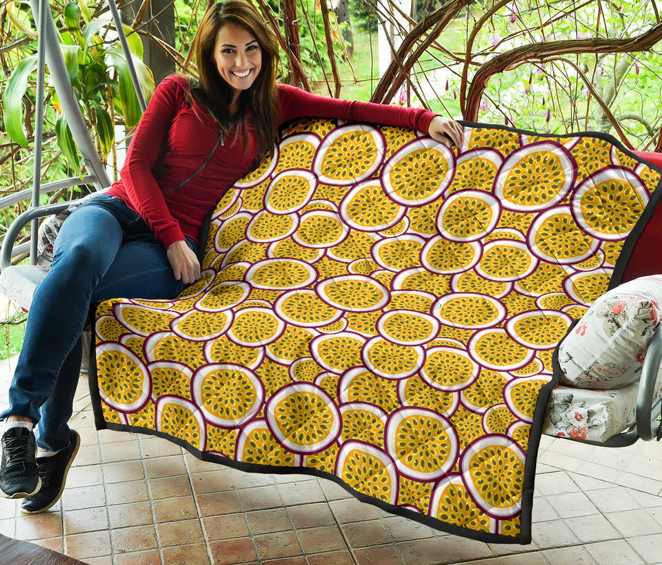 Passion Fruits Slice Pattern Premium Quilt