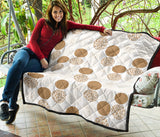 Gold Texture Mushroom Pattern Premium Quilt