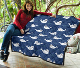 Cute White Baby Sea Lion Seal Pattern Premium Quilt