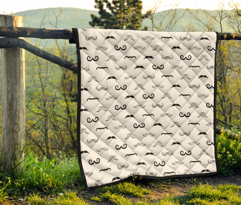 Mustache Beard Pattern Print Design 05 Premium Quilt