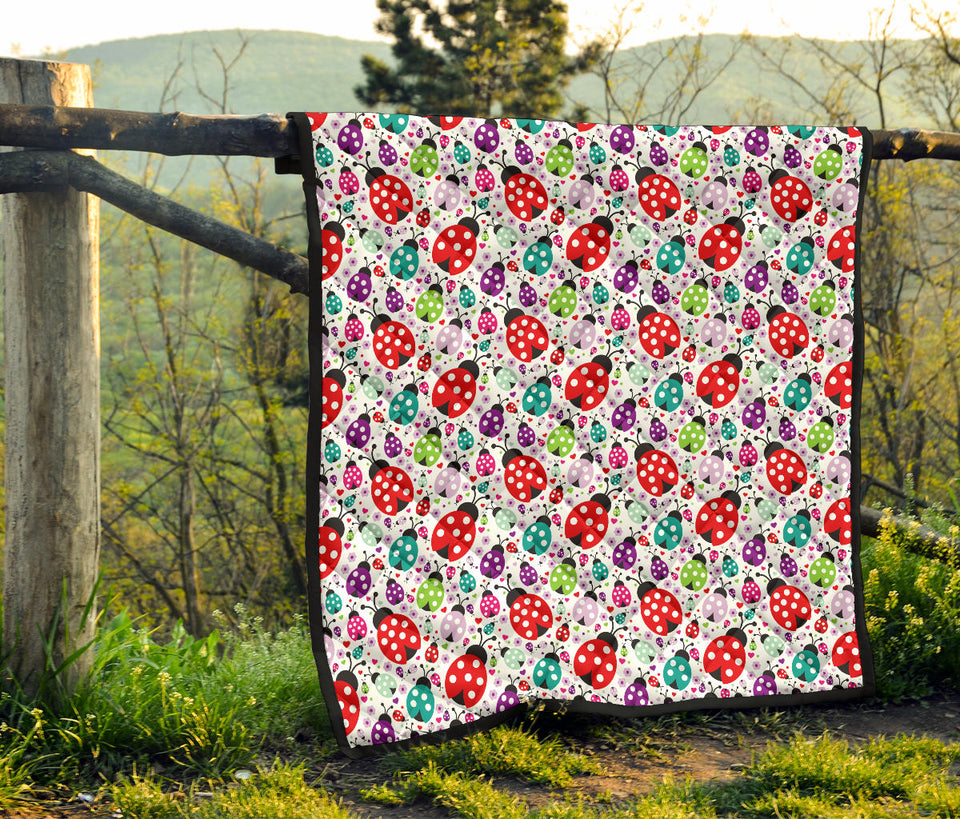 Ladybug Pattern Print Design 03 Premium Quilt
