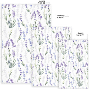 Hand Painting Watercolor Lavender Area Rug