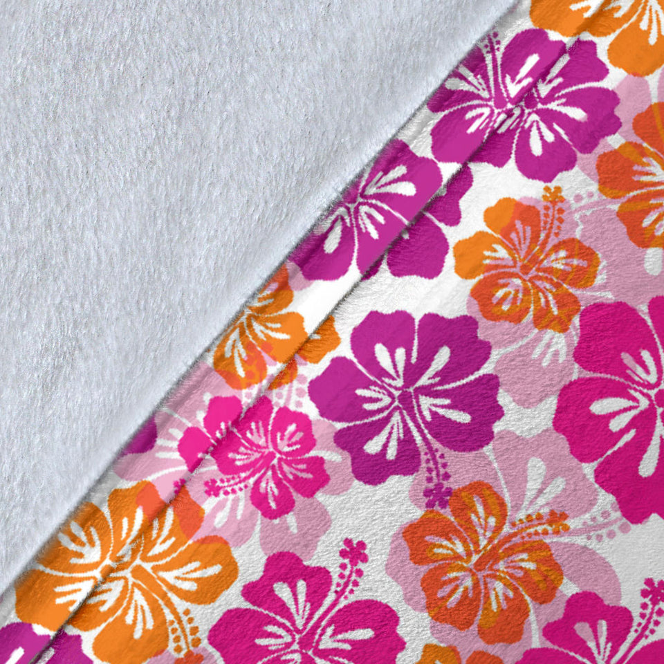 Hibiscus Pattern Print Design 01 Premium Blanket