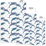 Dolphins Pattern Dotted Background Area Rug