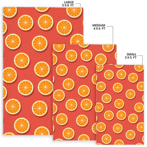Oranges Pattern Red Background Area Rug