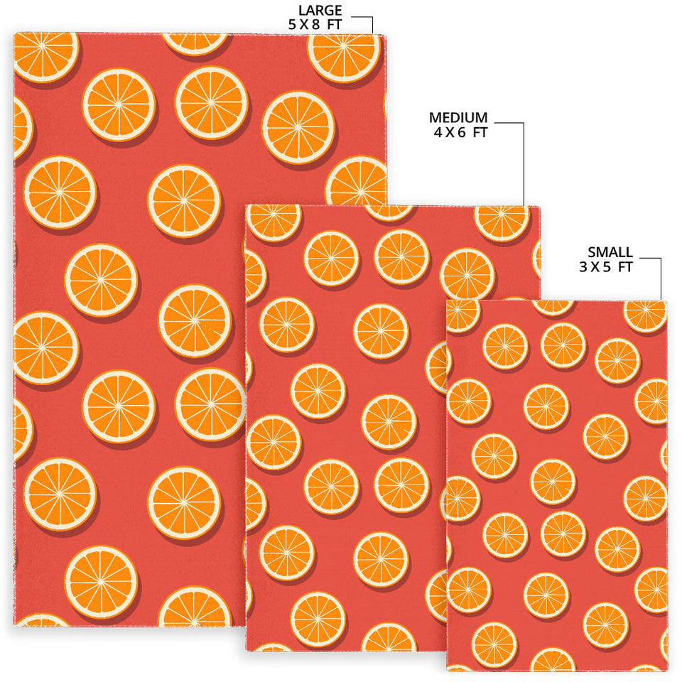 Oranges Pattern Red Background Area Rug