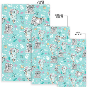 Cute Koalas Blue Background Pattern Area Rug