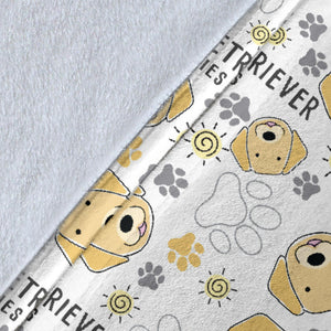 Golden Retriever Pattern Print Design 04 Premium Blanket