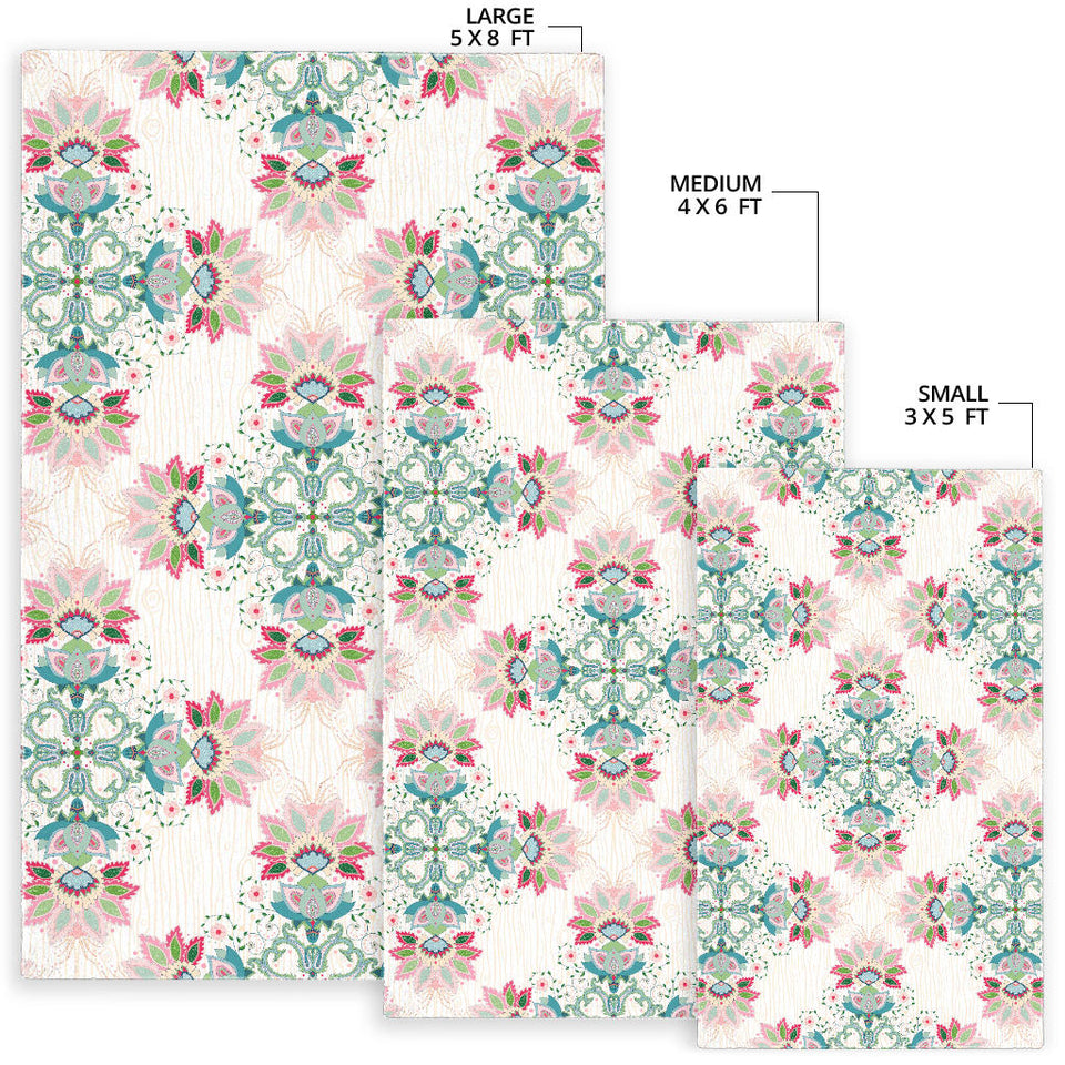 Square Floral Indian Flower Pattern Area Rug