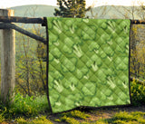 Broccoli Pattern Green Background Premium Quilt