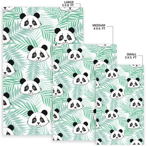 Panda Pattern Tropical Leaves Background Area Rug