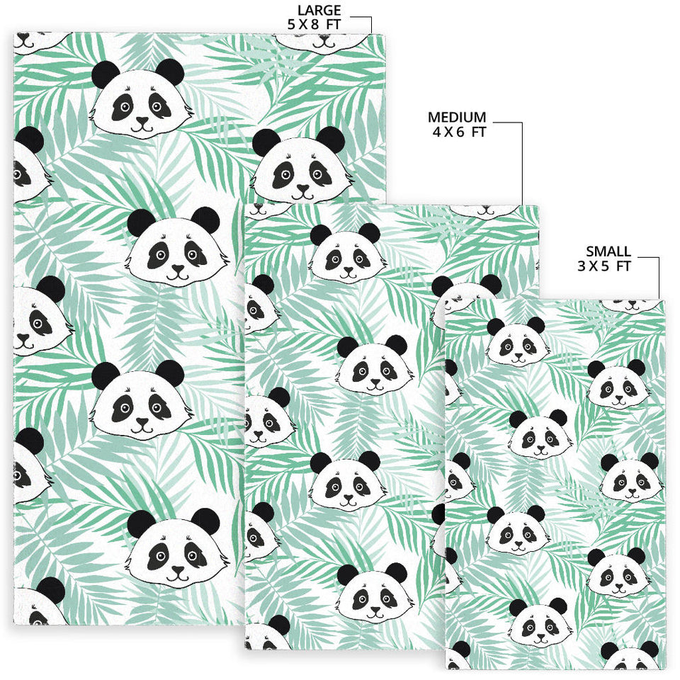 Panda Pattern Tropical Leaves Background Area Rug
