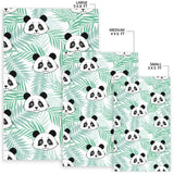 Panda Pattern Tropical Leaves Background Area Rug