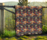 Sugar Skulls Flower Maxican Pattern Premium Quilt