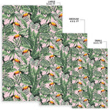 Toucan Tropical Green Jungle Palm Pattern Area Rug