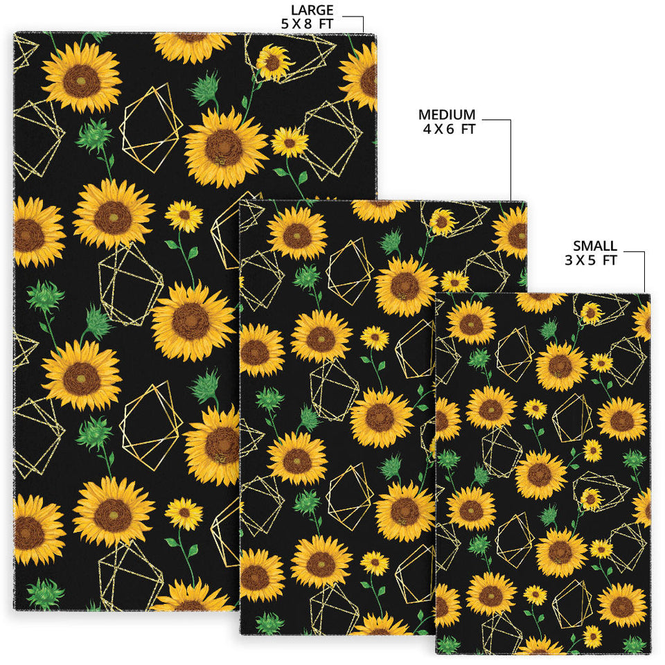 Sunflower Golden Polygonal Shapes Area Rug