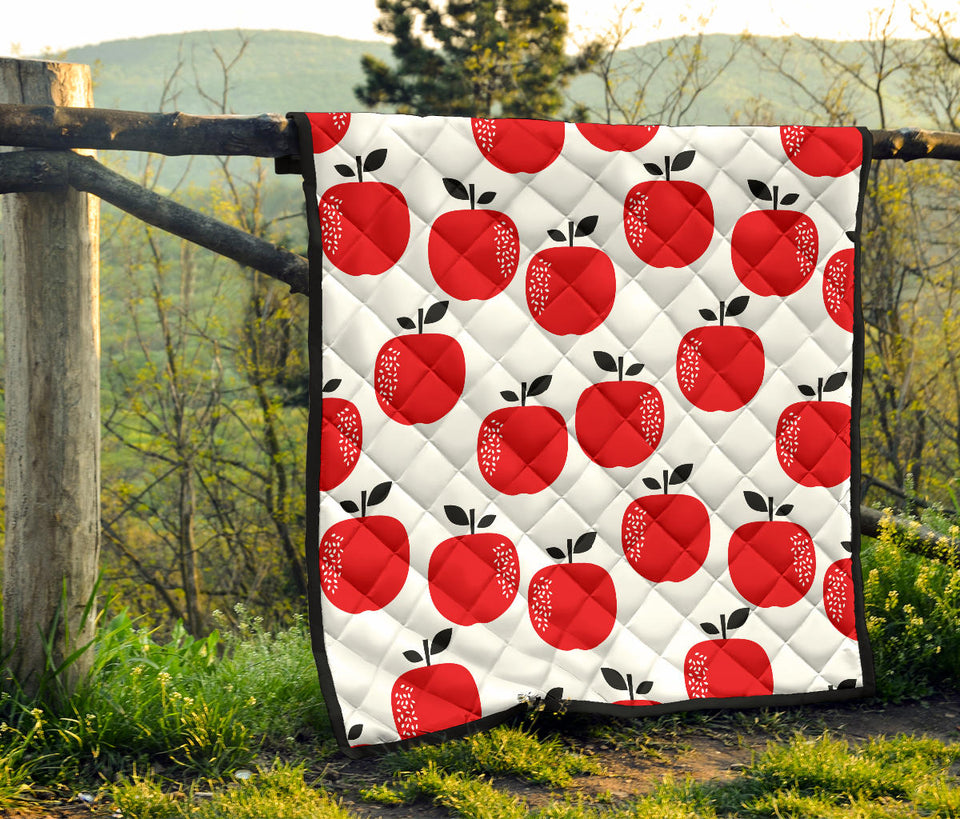 Red Apples White Background Premium Quilt