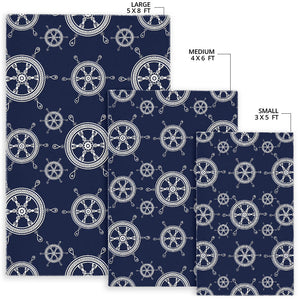 Nautical Steering Wheel Design Pattern Area Rug