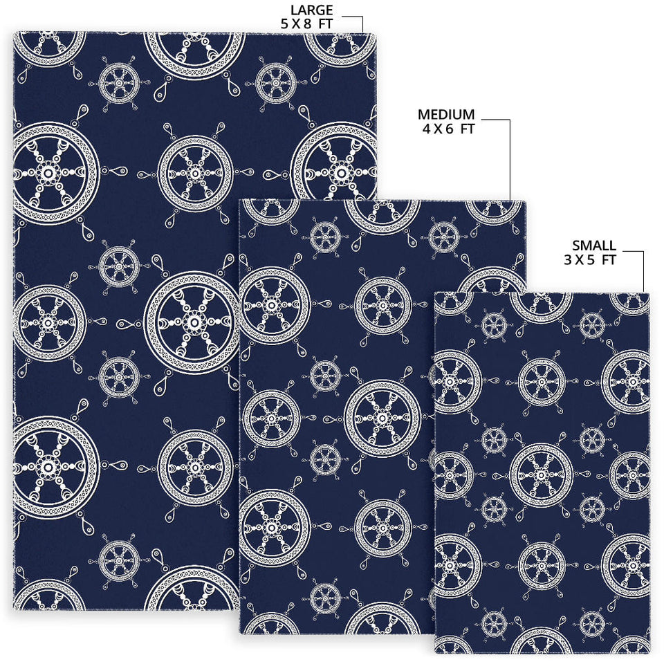 Nautical Steering Wheel Design Pattern Area Rug