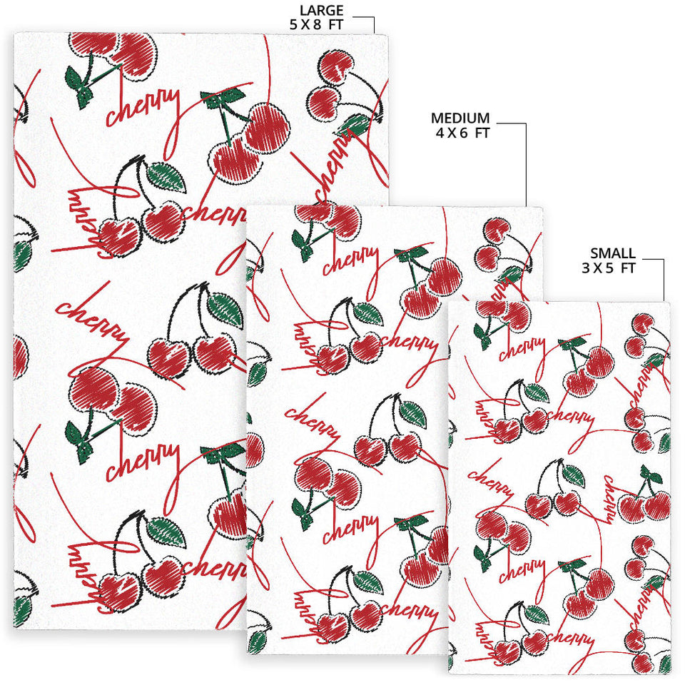 Hand Drawn Cherry Pattern Area Rug