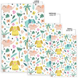 Cute Elephants Palm Tree Flower Butterfly Pattern Area Rug
